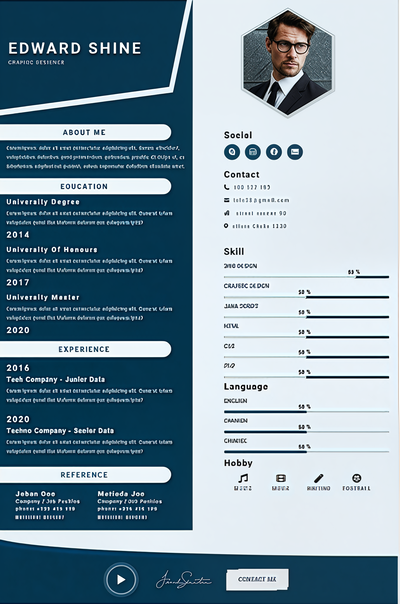 Diagonal Navy Resume
