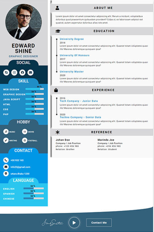 Blue Sidebar Resume