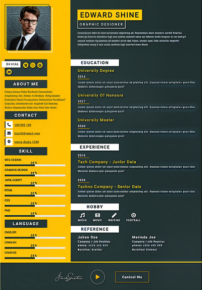Yellow Sidebar Resume