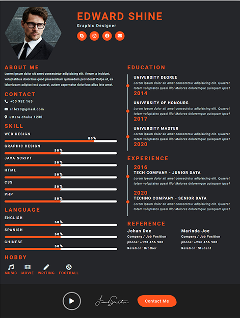 Dark Elegant Resume