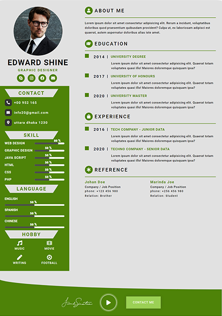 Green Balanced Resume