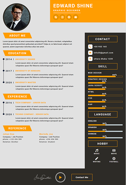 Bright Orange Resume